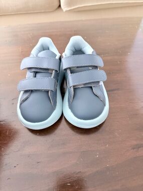 Kids Grayish Blue Velcro Sneakers